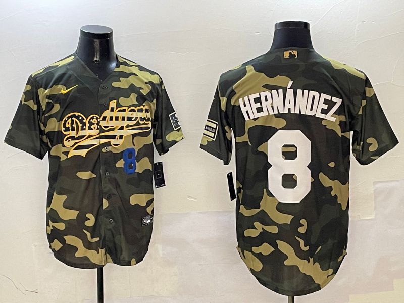 Men Los Angeles Dodgers #8 Hernandez Camo Joint Name 2025 Nike MLB Jersey style 10->los angeles dodgers->MLB Jersey